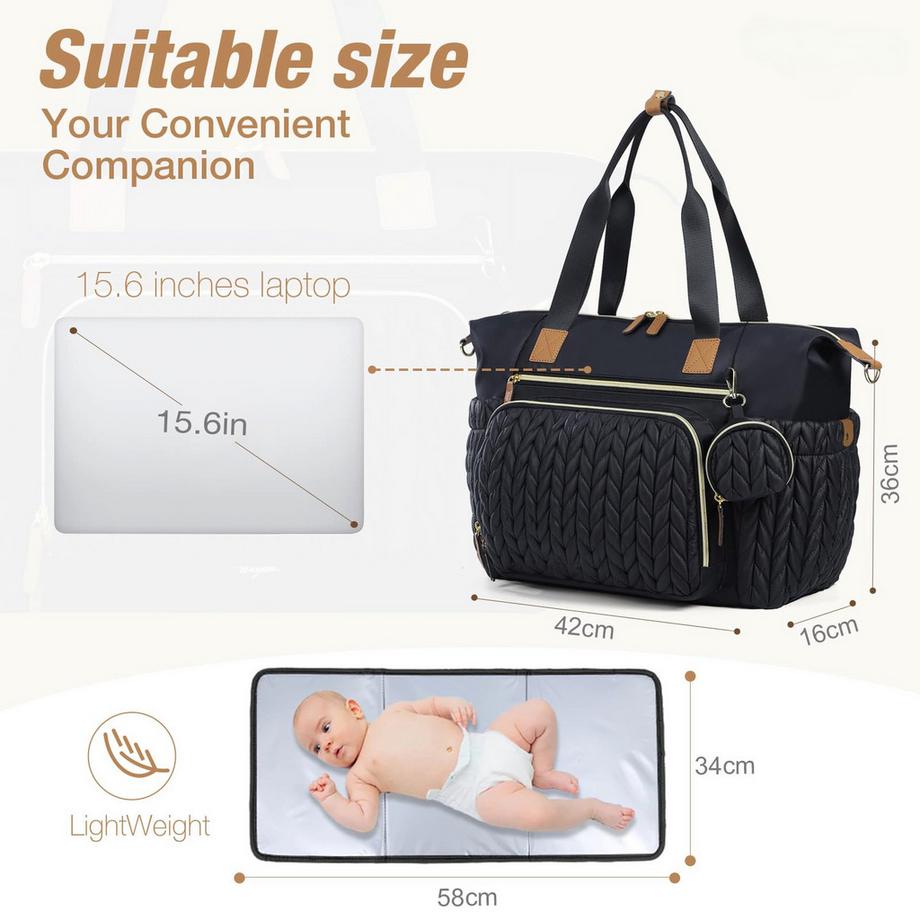 Only-bags.store Borsa per pannolini con tasca per ciuccio e tappetino per cambio  
