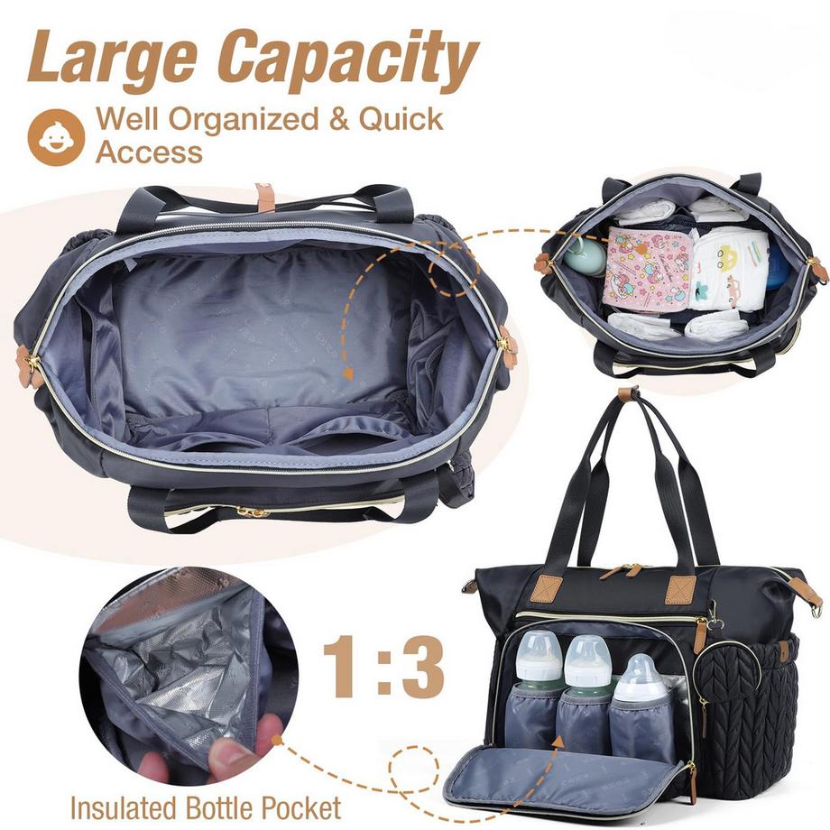 Only-bags.store Borsa per pannolini con tasca per ciuccio e tappetino per cambio  