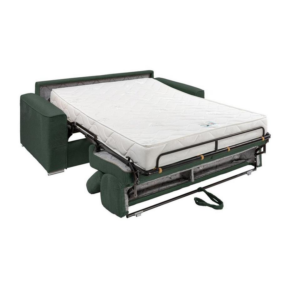 Vente-unique Canapé 4 places convertible express en velours côtelé vert - Couchage 160 cm - Matelas 18 cm - VIZIR  