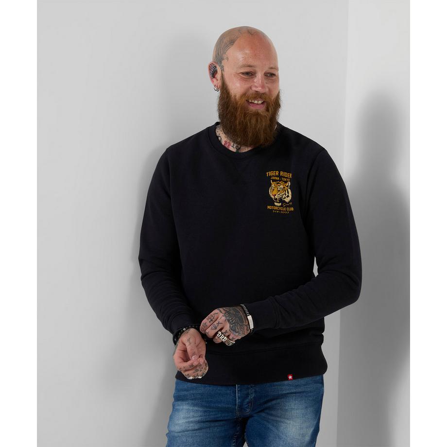 Rundhals-Sweatshirt mit Tiger-Riders-Rückenprint