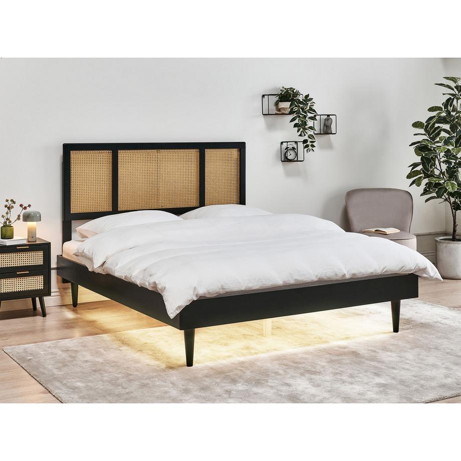 Beliani Letto con LED en Legno di caucciù  AURAY  