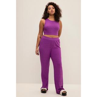 Studio Untold  Pantalon large à taille haute, jersey texturé, taille élastique 