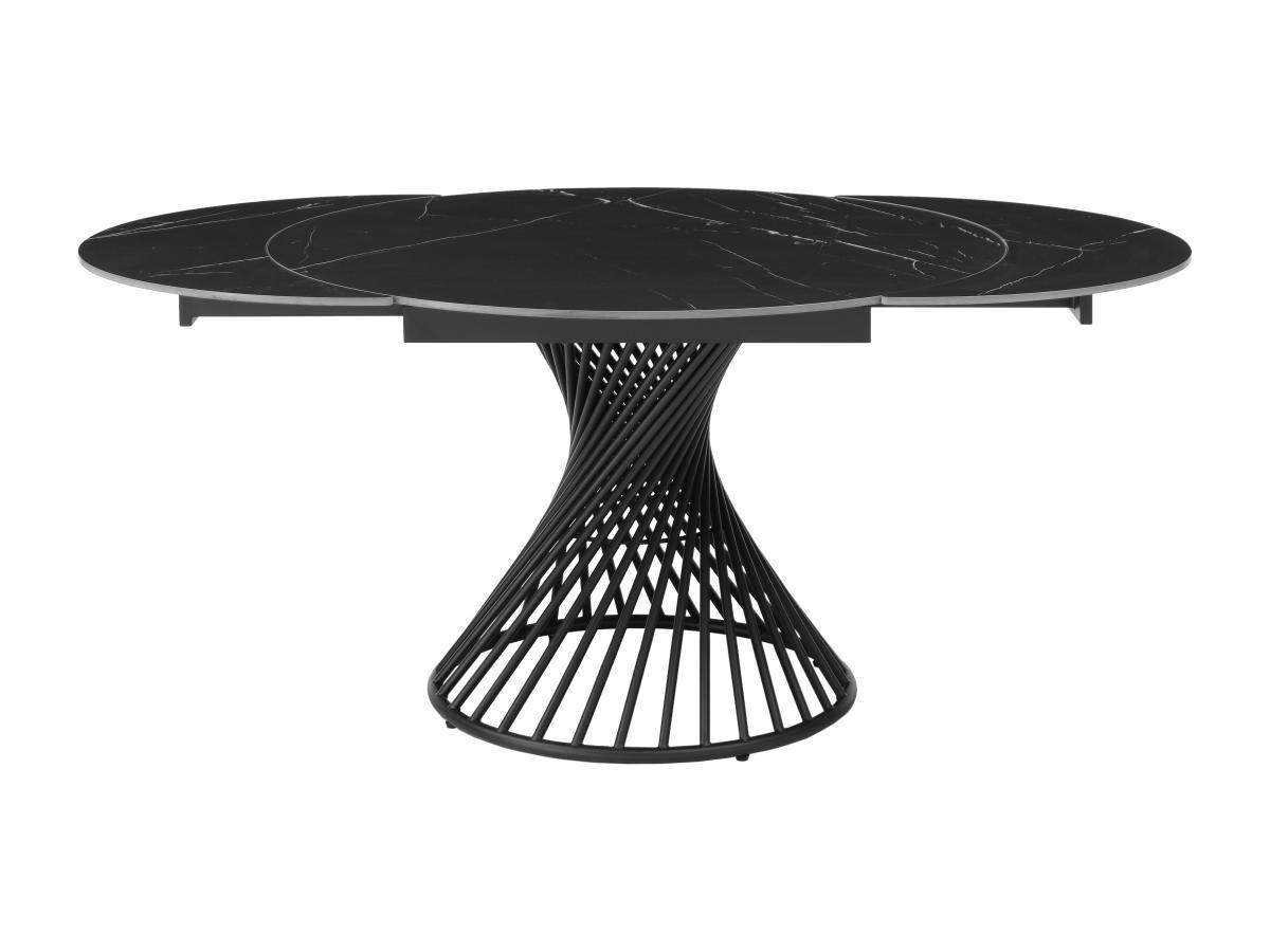 Vente-unique Table à manger extensible 4 à 8 couverts en céramique et métal - Effet marbre noir - CASTINA  