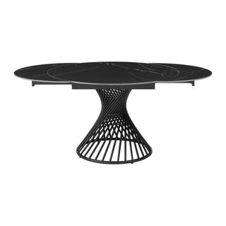 Vente-unique Table à manger extensible 4 à 8 couverts en céramique et métal - Effet marbre noir - CASTINA  