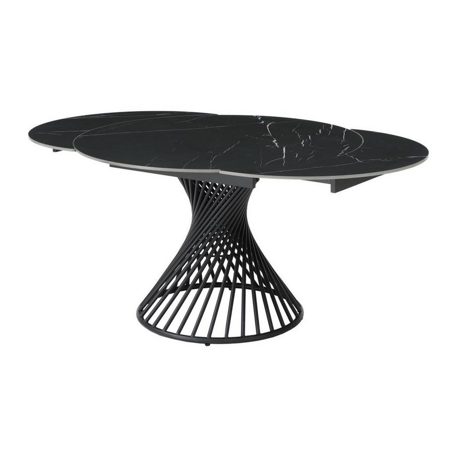 Esstisch ausziehbar - 4 bis 8 Personen - Keramik & Metall - Marmor-Optik Schwarz - CASTINA