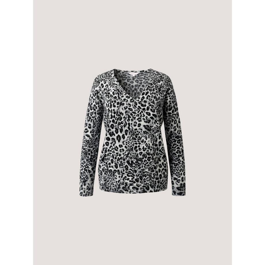 APRICOT Leichter Pullover mit Leopardenmuster und Rippbündchen  