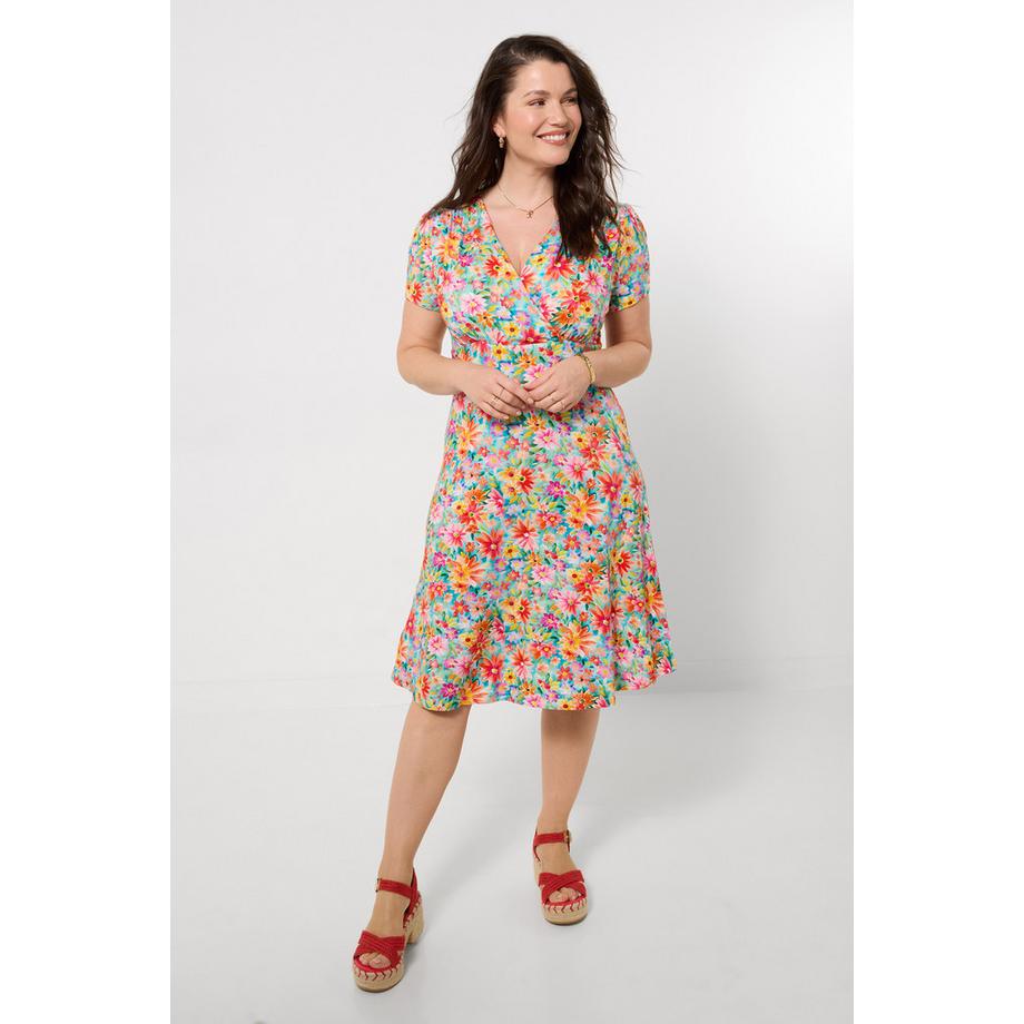 Jersey-Kleid mit Wickelausschnitt und Blumenprint
