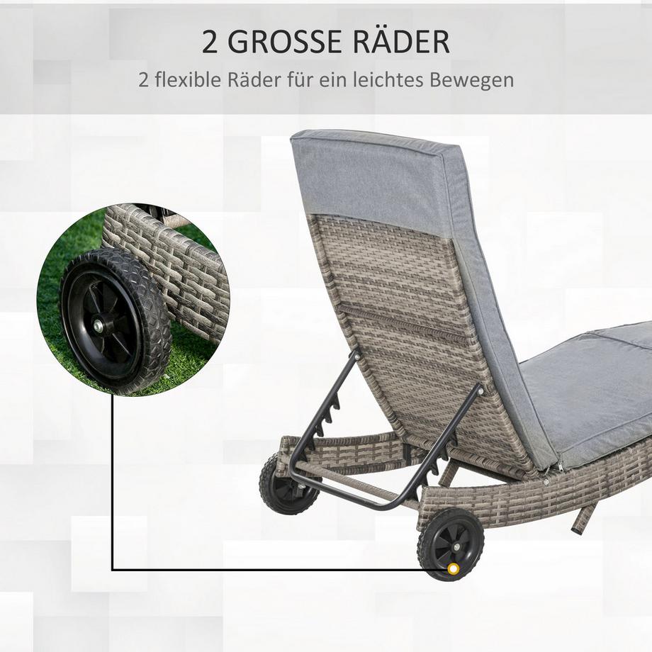Outsunny  Gartenliege mit Rädern 