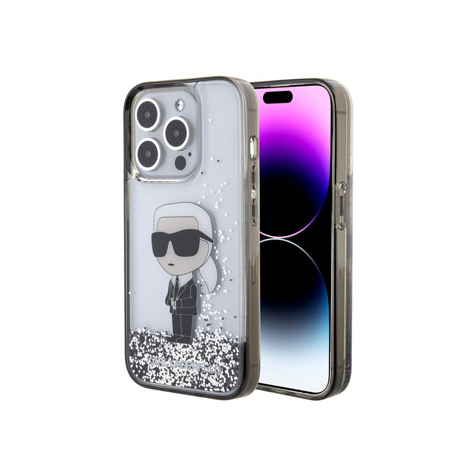 KARL LAGERFELD  Hülle iPhone 15 Pro Ikonik Glitter 