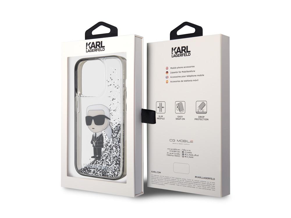 KARL LAGERFELD  Coque iPhone 15 Pro Glitter Ikonik 