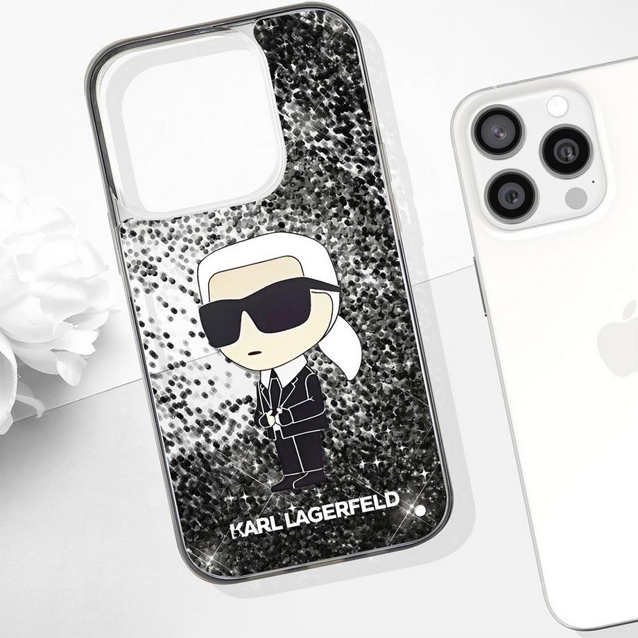 KARL LAGERFELD  Cover iPhone 15 Pro Glitter Ikonik 