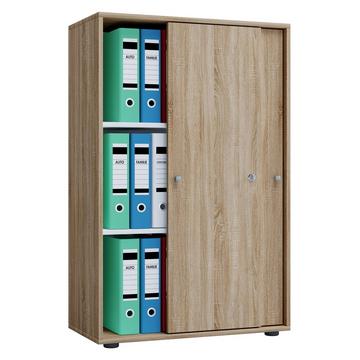 Büroschrank mit 3 Fächern | moderner Aktenschrank mit Schiebetüren | Maße ca. B. 70 x H. 111 x T. 40 cm – Lona 3-Fach