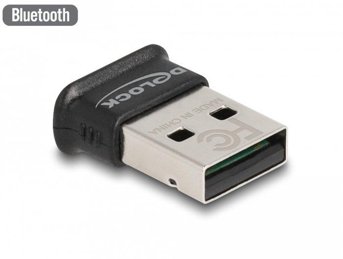 DeLock  Adattatore USB Bluetooth 5.0 Classe 1 in micro-design - Raggio operativo fino a 100 metri 