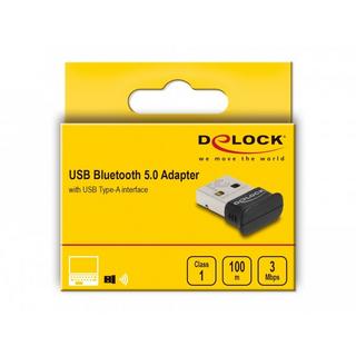 DeLock  Adattatore USB Bluetooth 5.0 Classe 1 in micro-design - Raggio operativo fino a 100 metri 