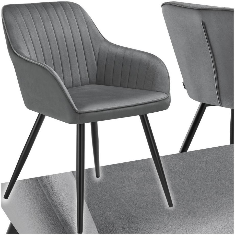 Chaise de salle à manger MARILYN en velours matelassée et capitonnée