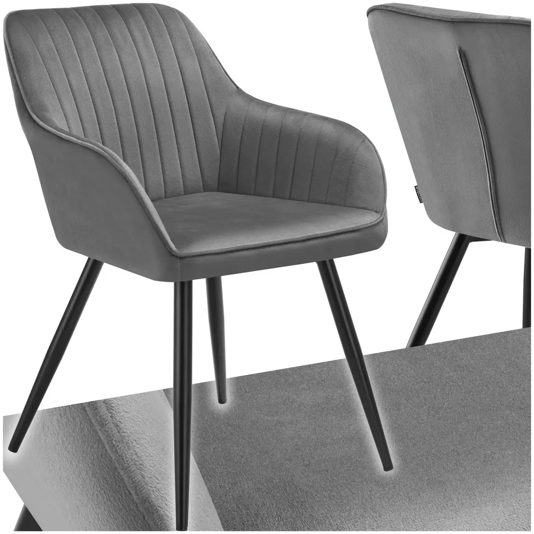 Chaise de salle à manger en velours matelassée capitonnée gris