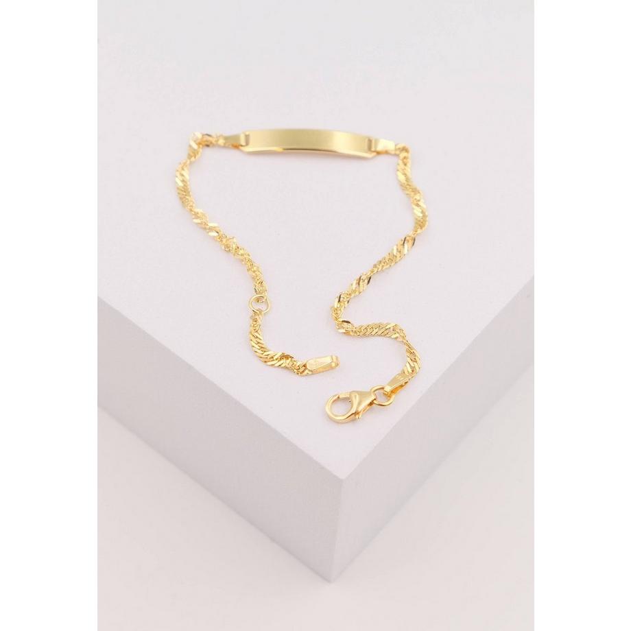 MUAU Schmuck  Bébé Bracelet Singapur Gelbgold 375, 18cm Gravurplatte 2.4cm 