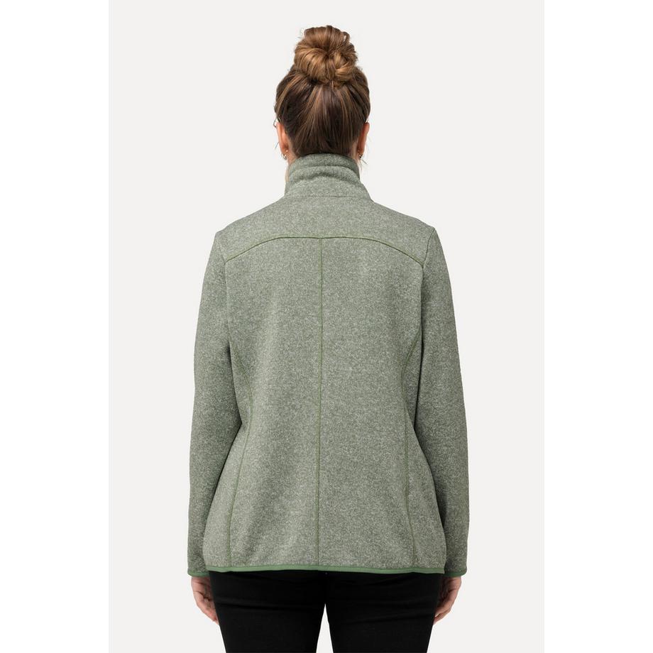 Ulla Popken Veste en maille polaire motif losanges col montant poches zippées  