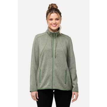 Veste en maille polaire, motif losantes, col montant et poches zippées