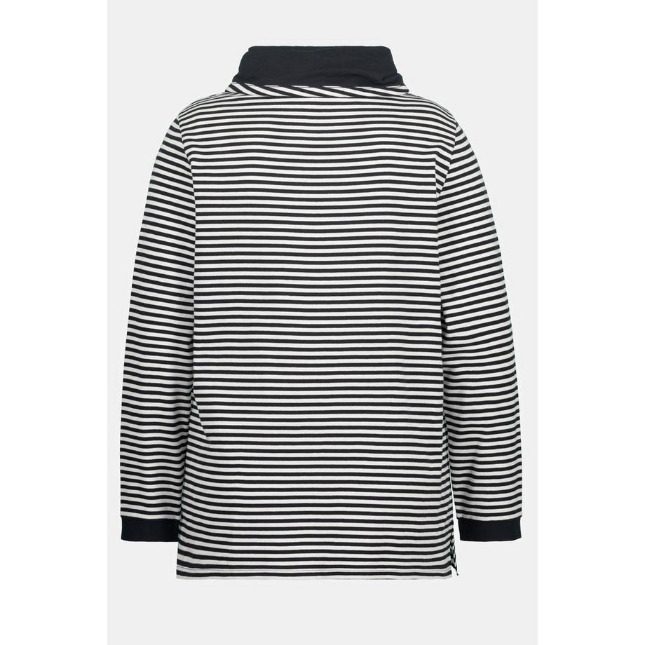 Ulla Popken Felpa Classica a Righe Maniche Lunghe Collo Alto  