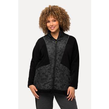 Giacca di pile con pistagna colorata, collo alto e zip a cursore doppio