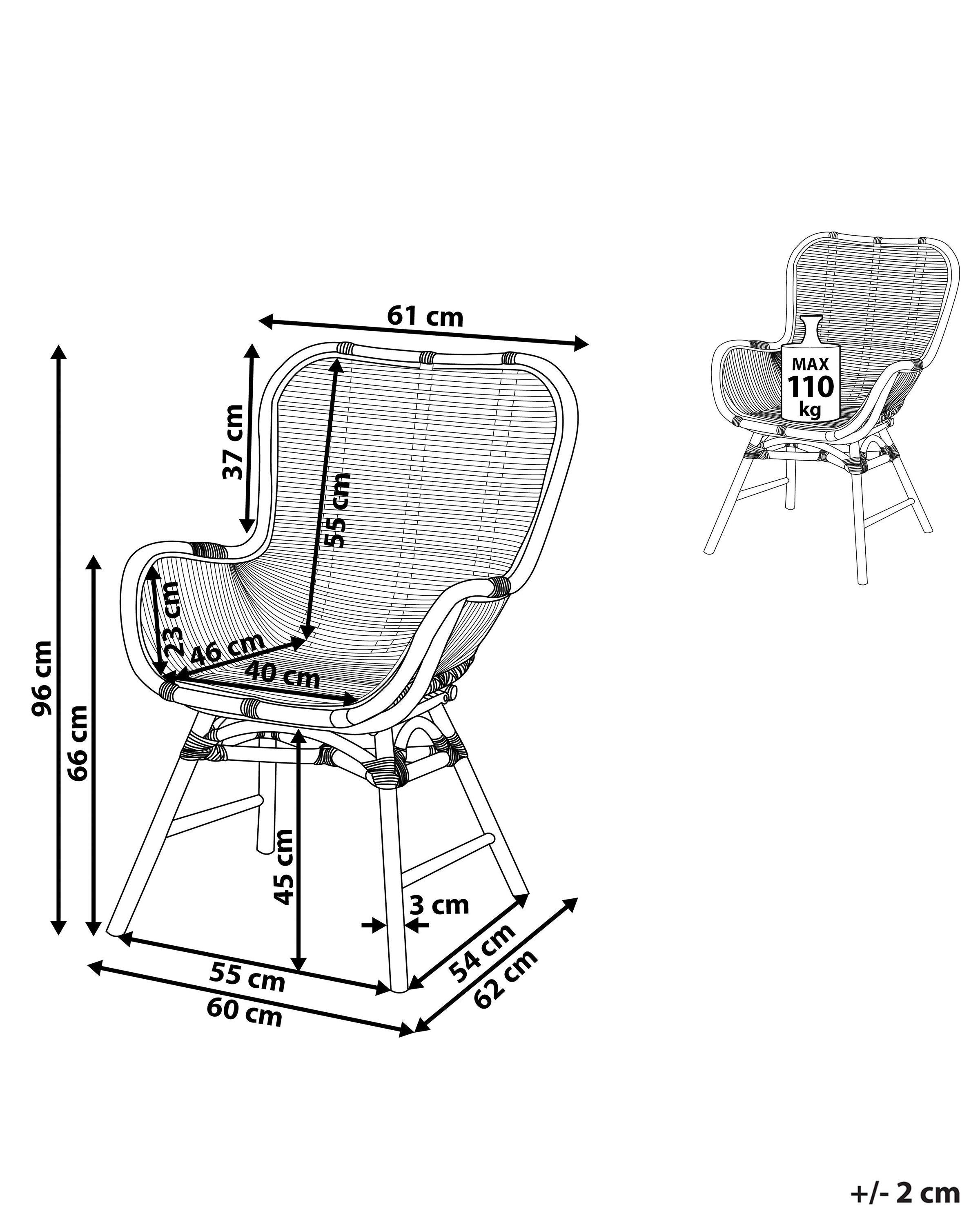 Beliani Chaise de salle à manger en Rotin Boho TOGO  