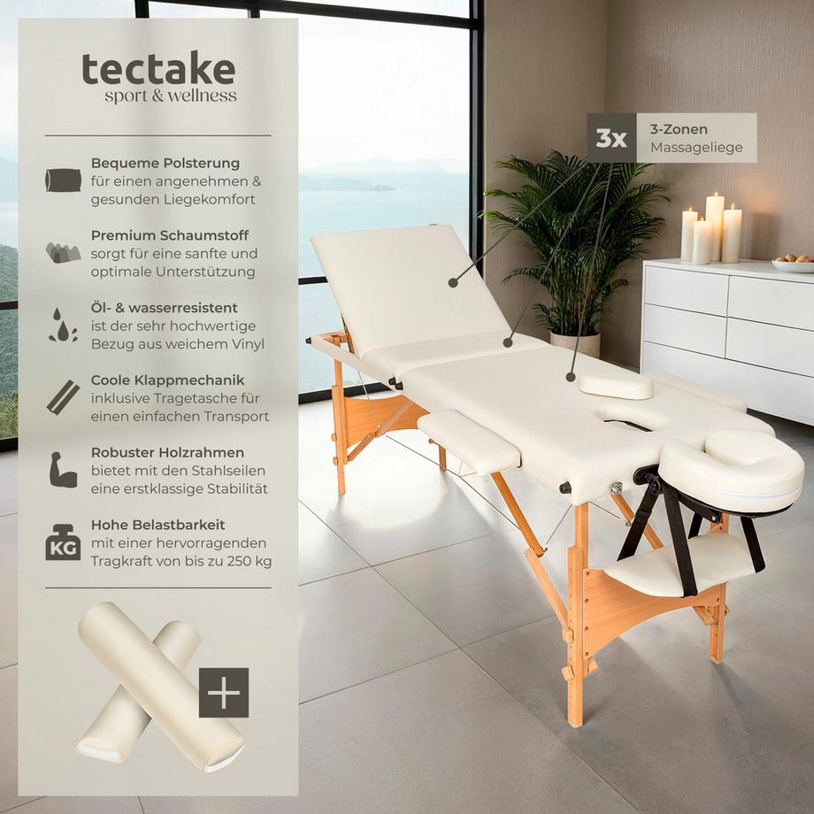 Tectake Set da lettino da massaggio a 3 zone Daniel  Larghezza 61 cm,Imbottitura 3 cm  