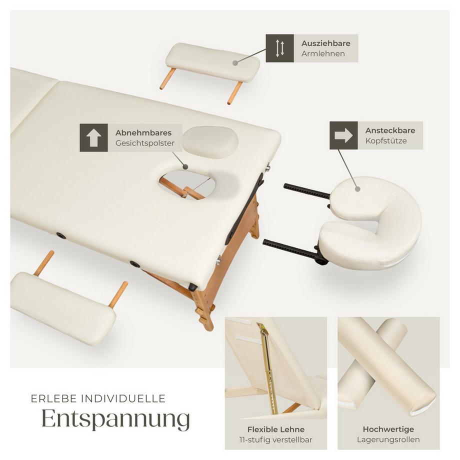 Tectake Set da lettino da massaggio a 3 zone Daniel  Larghezza 61 cm,Imbottitura 3 cm  