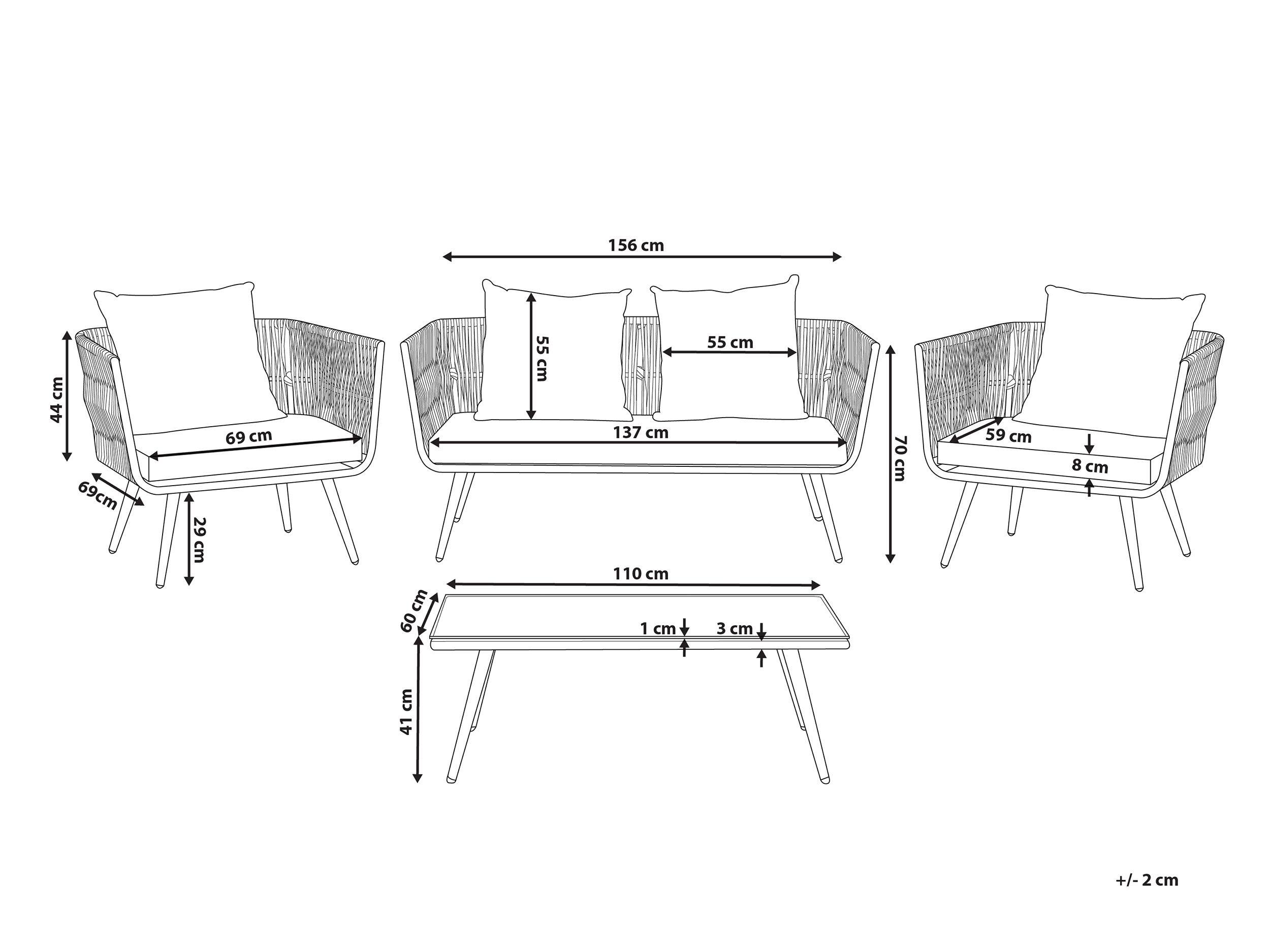 Beliani Ensemble de salon avec table en Polyrotin Moderne RAGUSA  