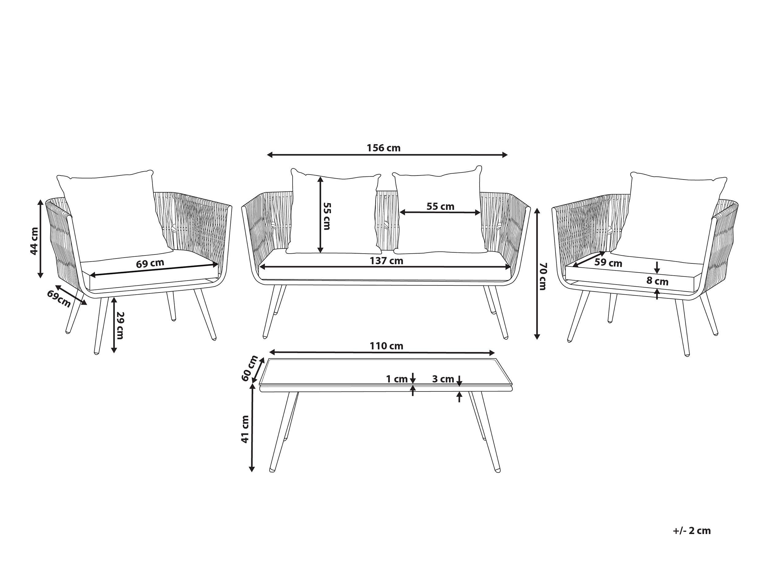 Beliani Lounge Set mit Tisch aus PE Rattan Modern RAGUSA  