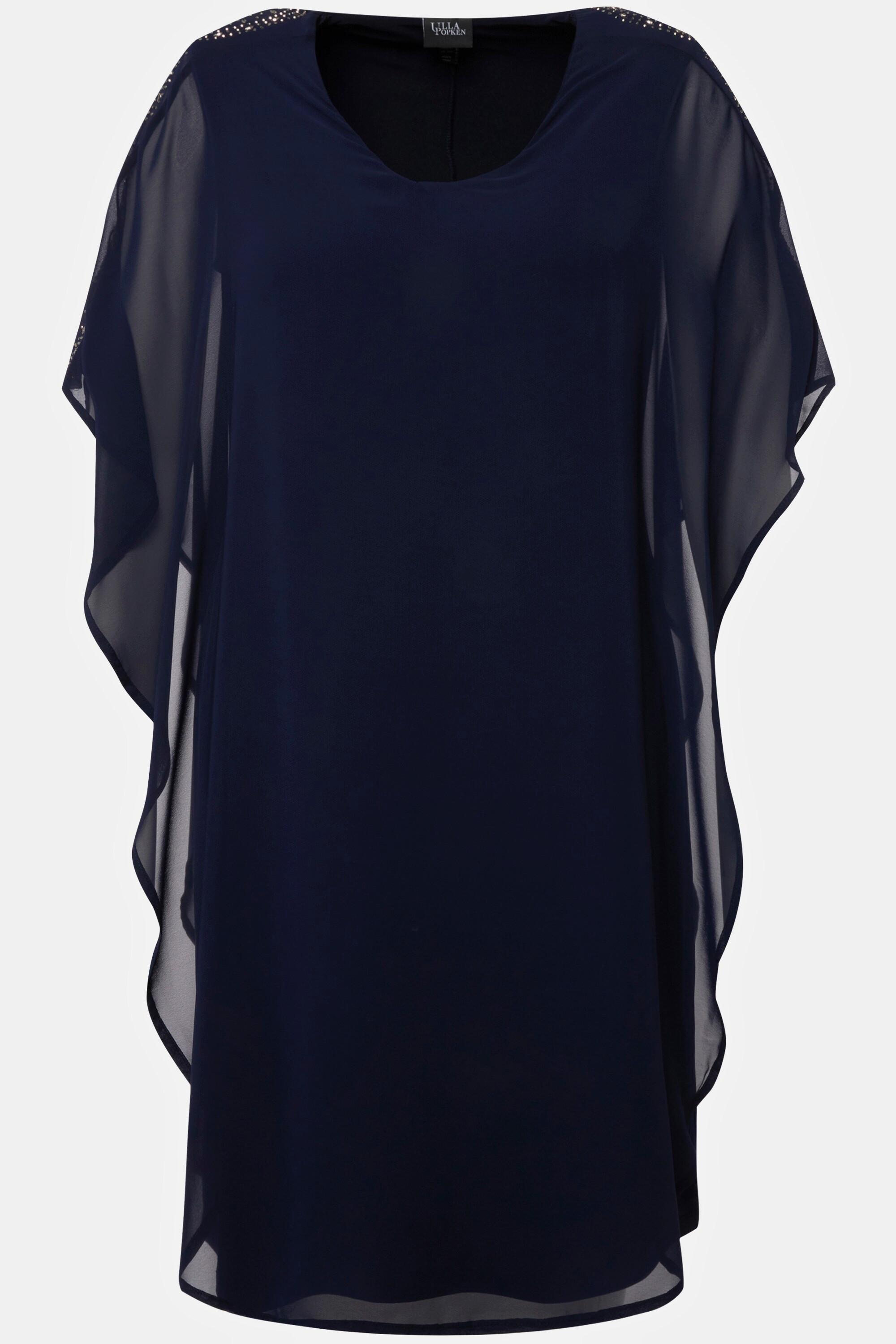 Ulla Popken Abito in chiffon doppio strato scollo a V maniche 3/4  