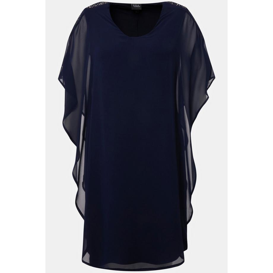 Ulla Popken Abito in chiffon doppio strato scollo a V maniche 3/4  