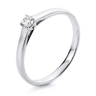 MUAU Schmuck  Solitär-Ring 750/18K Weissgold Diamant 0.15ct. 