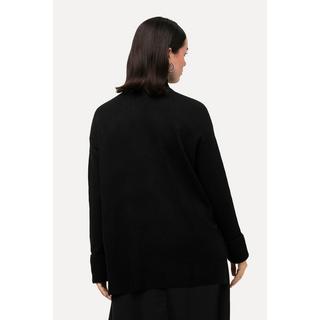 Ulla Popken  Pullover, BLACK, Oversized, Stehkragen, Langarm 