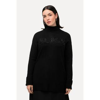 Ulla Popken  Pullover, BLACK, Oversized, Stehkragen, Langarm 