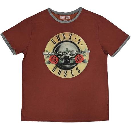 Guns N Roses T-Shirt Classica con Stampa Logo Ringer  