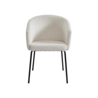 PASCAL MORABITO Lot de 6 chaises avec accoudoirs en velours côtelé et métal - Crème - MORONI de Pascal MORABITO  