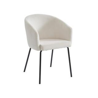 PASCAL MORABITO Lot de 6 chaises avec accoudoirs en velours côtelé et métal - Crème - MORONI de Pascal MORABITO  