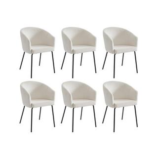 PASCAL MORABITO Lot de 6 chaises avec accoudoirs en velours côtelé et métal - Crème - MORONI de Pascal MORABITO  