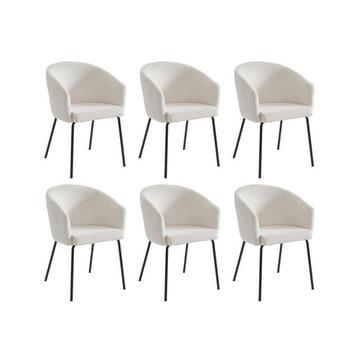 Lot de 6 chaises avec accoudoirs en velours côtelé et métal - Crème - MORONI de Pascal MORABITO