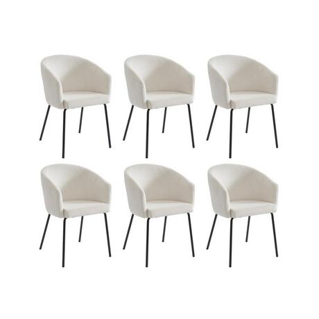 PASCAL MORABITO Lot de 6 chaises avec accoudoirs en velours côtelé et métal - Crème - MORONI de Pascal MORABITO  
