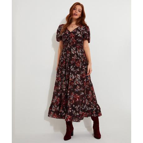 Joe Browns  Robe Maxi Élastiquée Florale et Sombre 