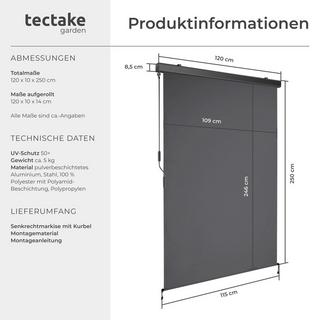 Tectake Store banne verticale ELOISE différentes tailles  