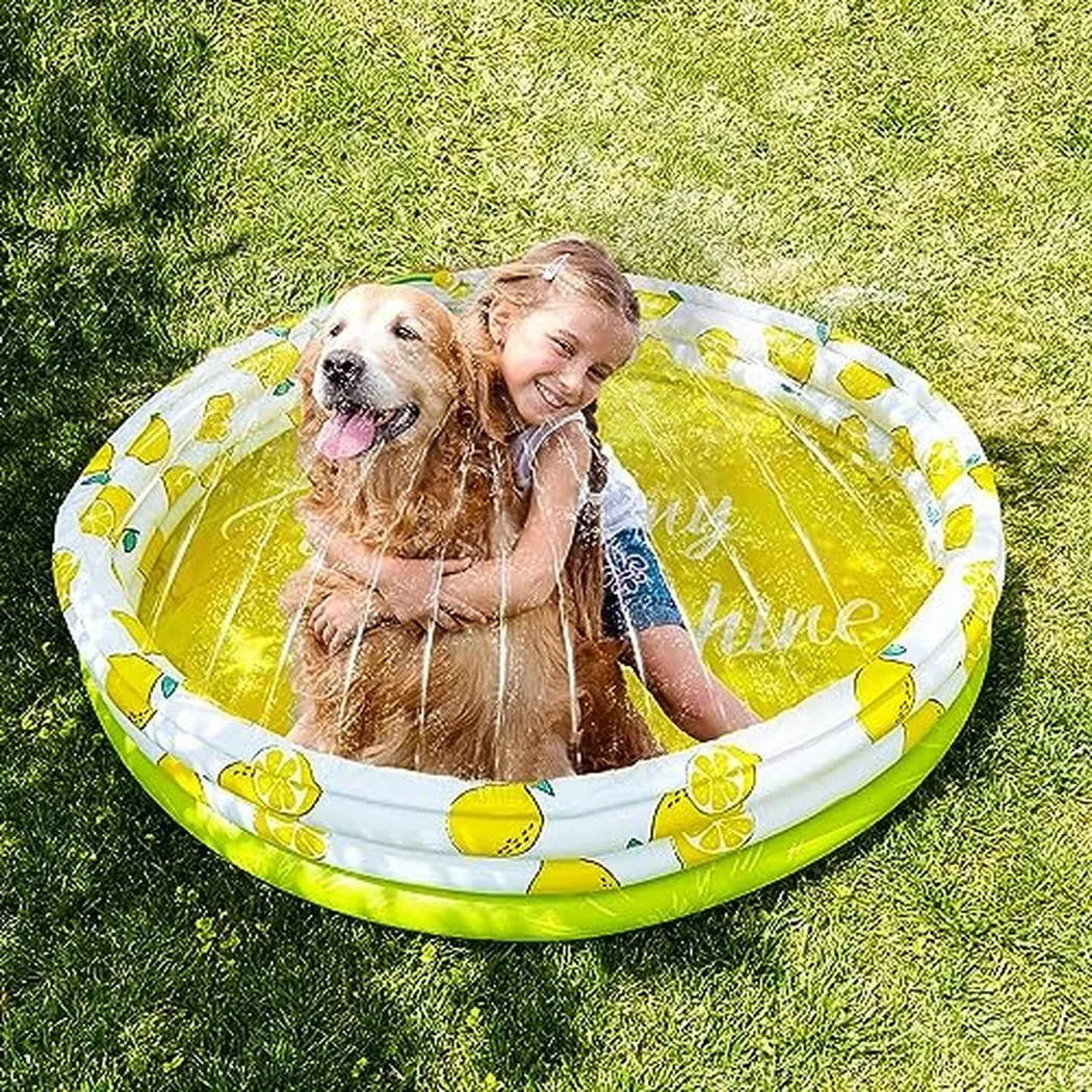 Activity-board - Planschbecken für Kinder Pool Aufblasbar Kinderpool Baby Pool mit Sprinkler 150 x 45 cm, One Size, Rasengrün