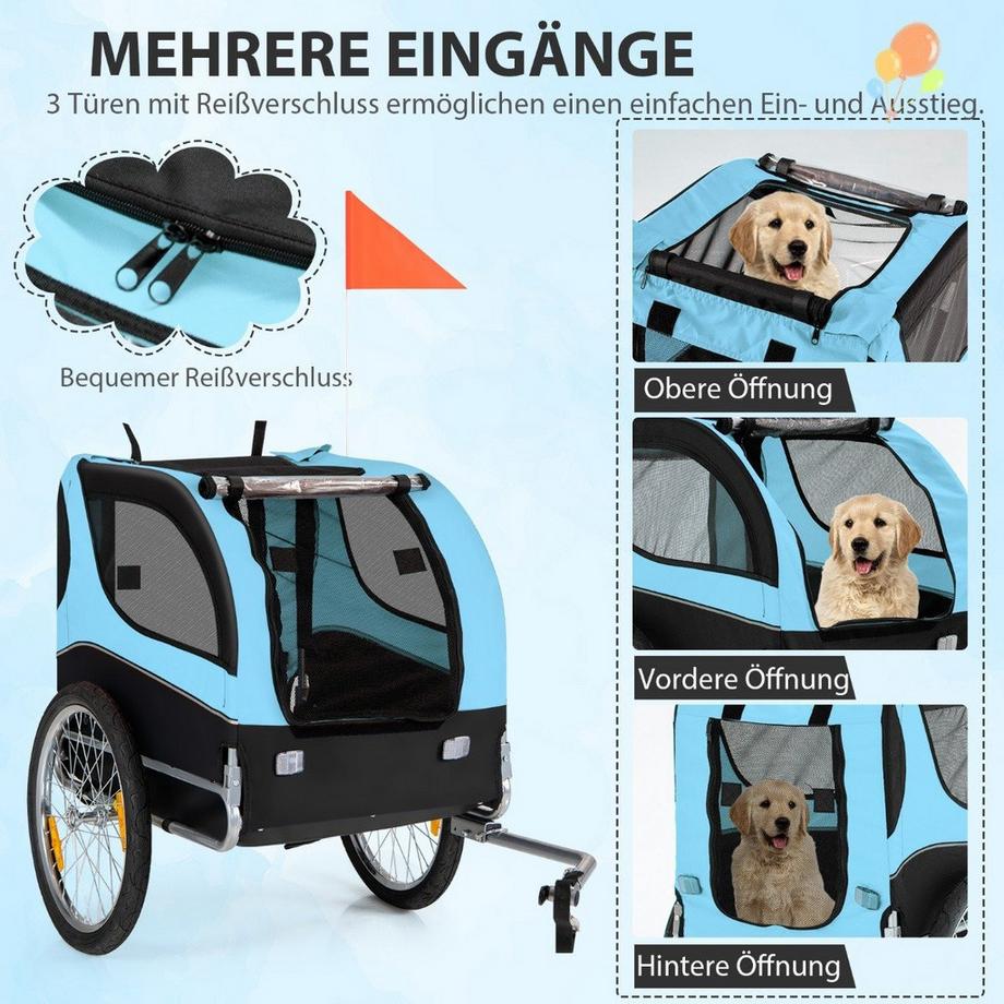 B2X  Rimorchio per cani per bicicletta Rimorchio per animali domestici per bicicletta Portata 40 kg blu 