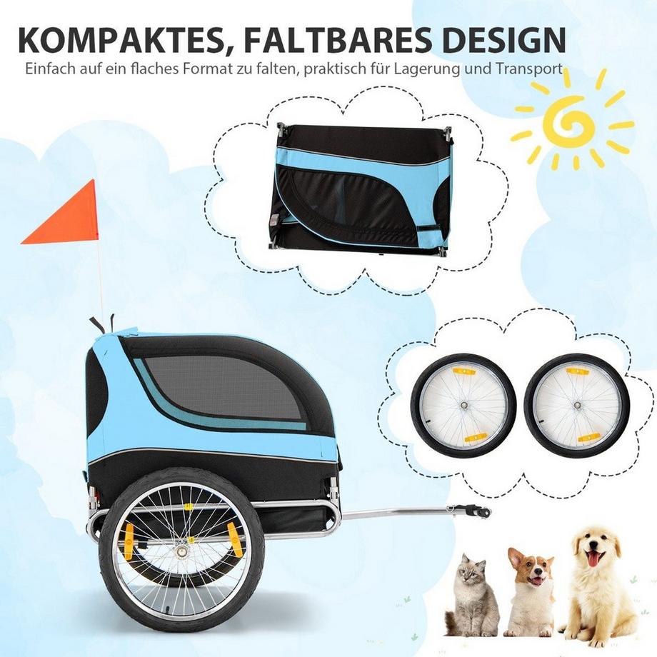 B2X  Rimorchio per cani per bicicletta Rimorchio per animali domestici per bicicletta Portata 40 kg blu 