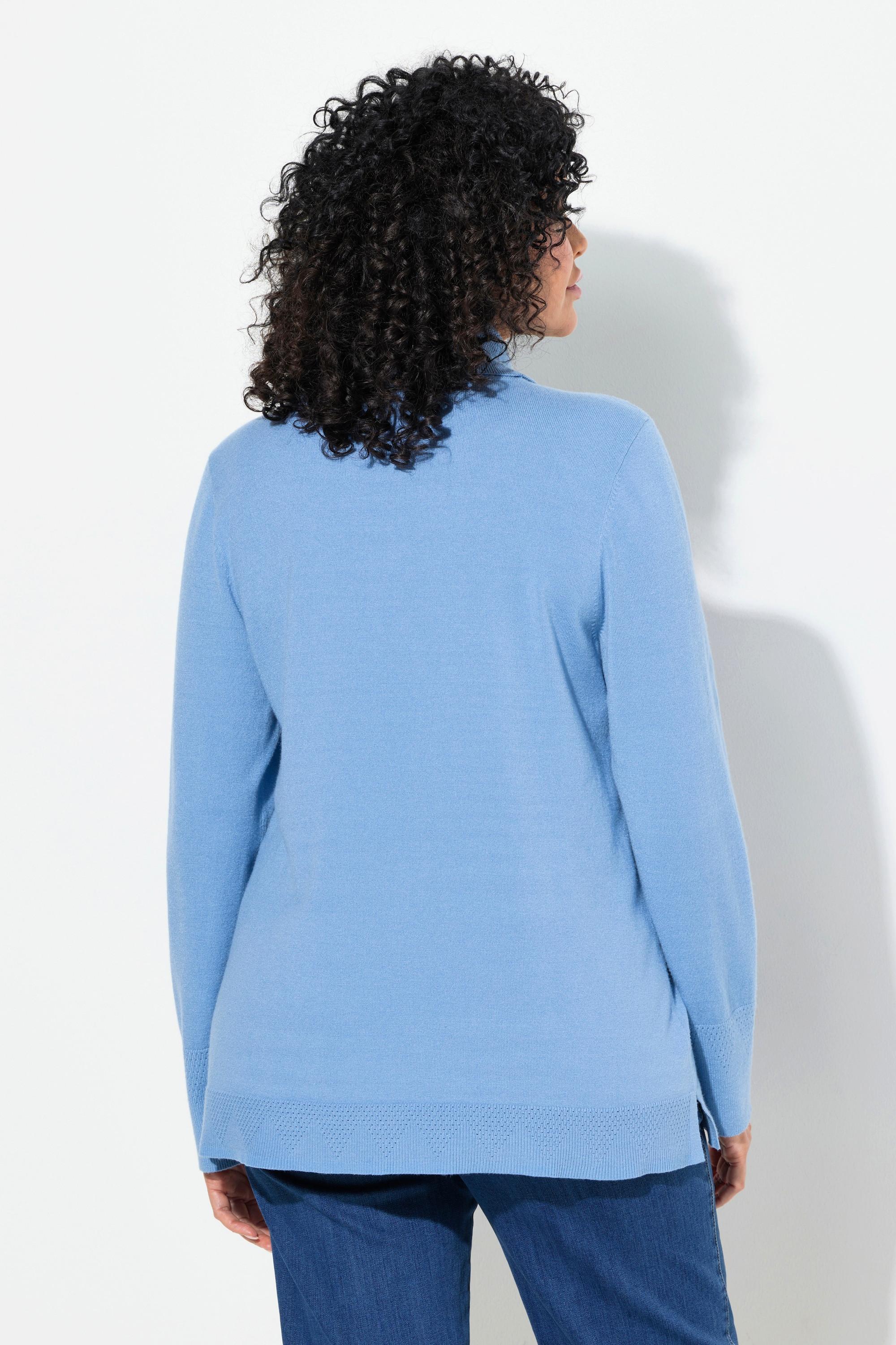 Ulla Popken  Pullover con collo dolcevita, alti orli a costine e maniche lunghe 