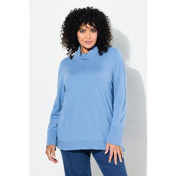 Pullover con collo dolcevita, alti orli a costine e maniche lunghe