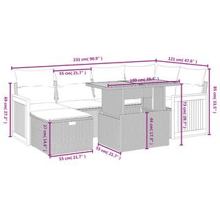 VidaXL Ensemble de canapés de jardin rotin synthétique  