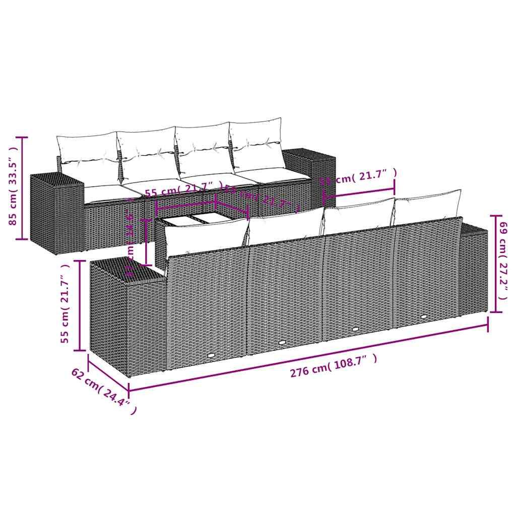 VidaXL set divano da giardino Polirattan  